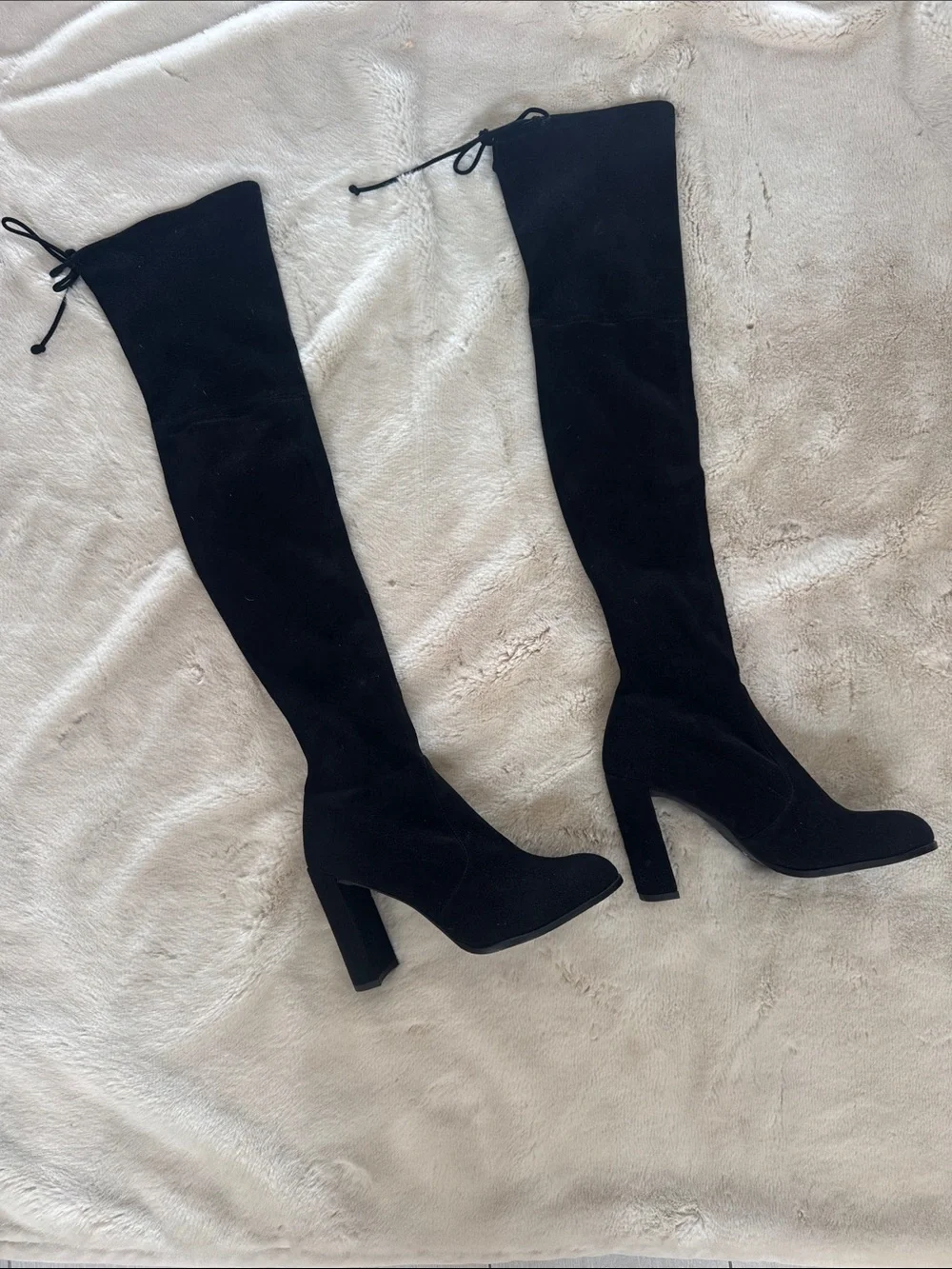 Stuart Weitzman Black Over‑The‑Knee Block Heel Boots